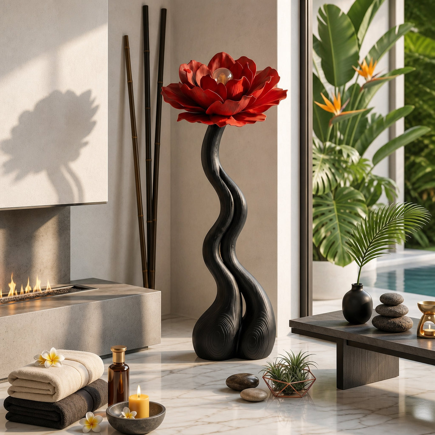 Modern Floor Lamp With Handcrafted Flower Form For Living Room - product view 4