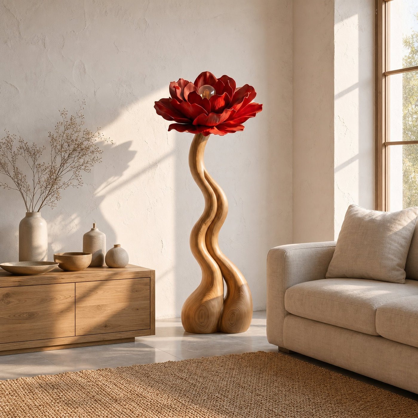 Modern Floor Lamp With Handcrafted Flower Form For Living Room - product view 5