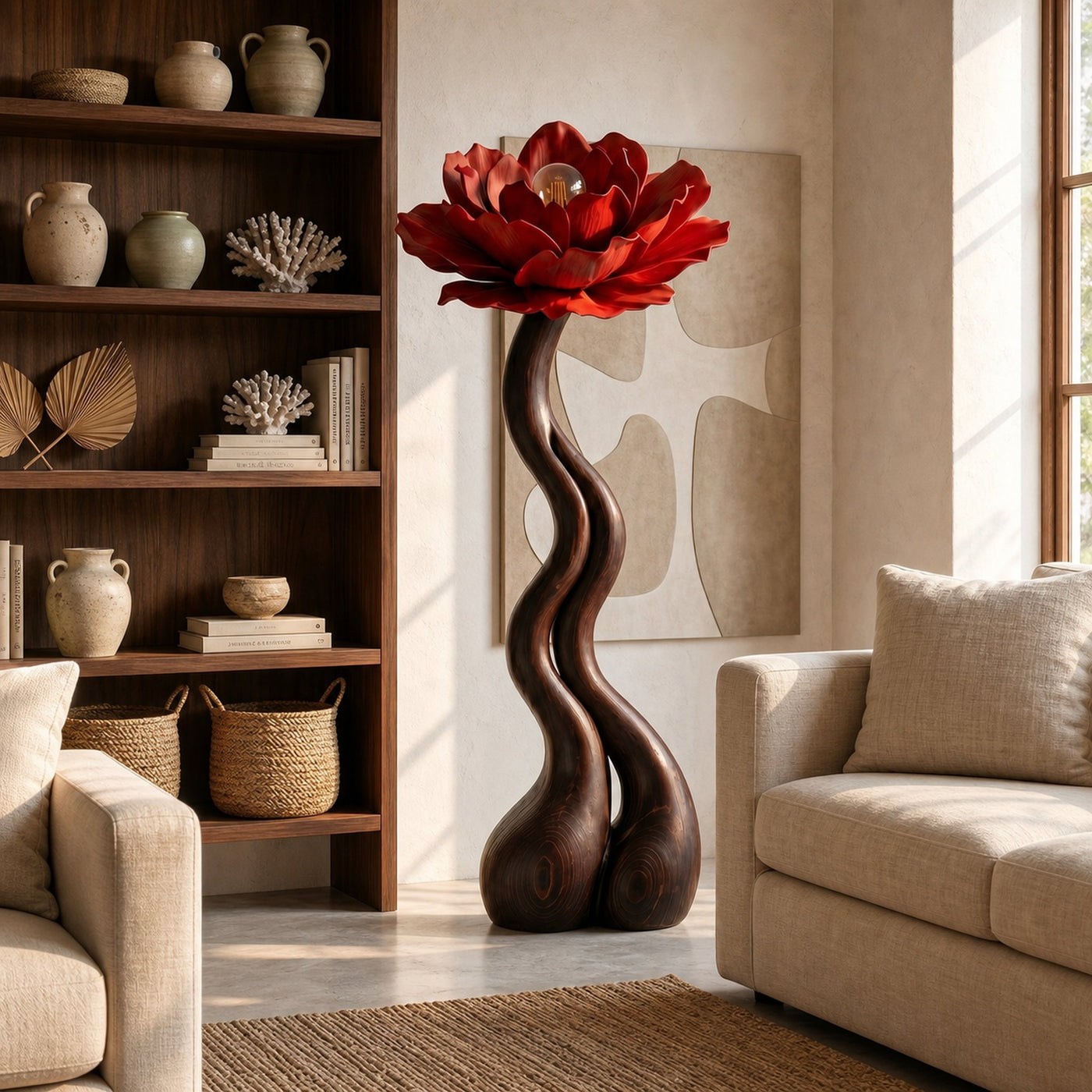 Modern Floor Lamp With Handcrafted Flower Form For Living Room - product view 7