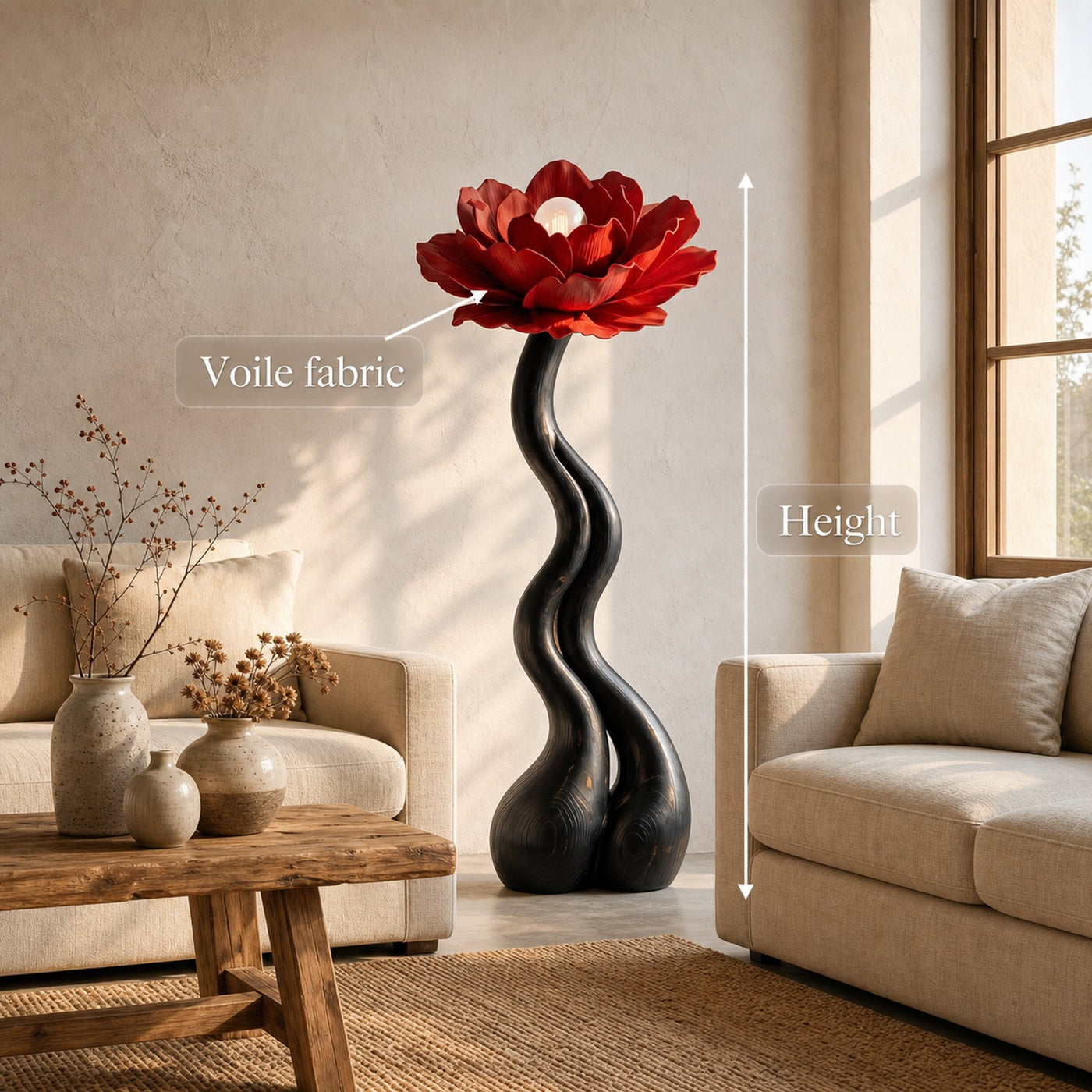 Modern Floor Lamp With Handcrafted Flower Form For Living Room - product view 8