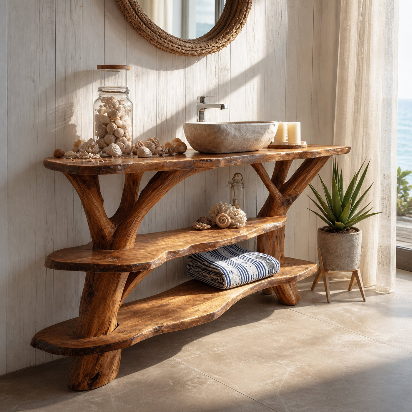 Modern Handcrafted Live Edge Bathroom Vanity For Elegant Bathroom Decor