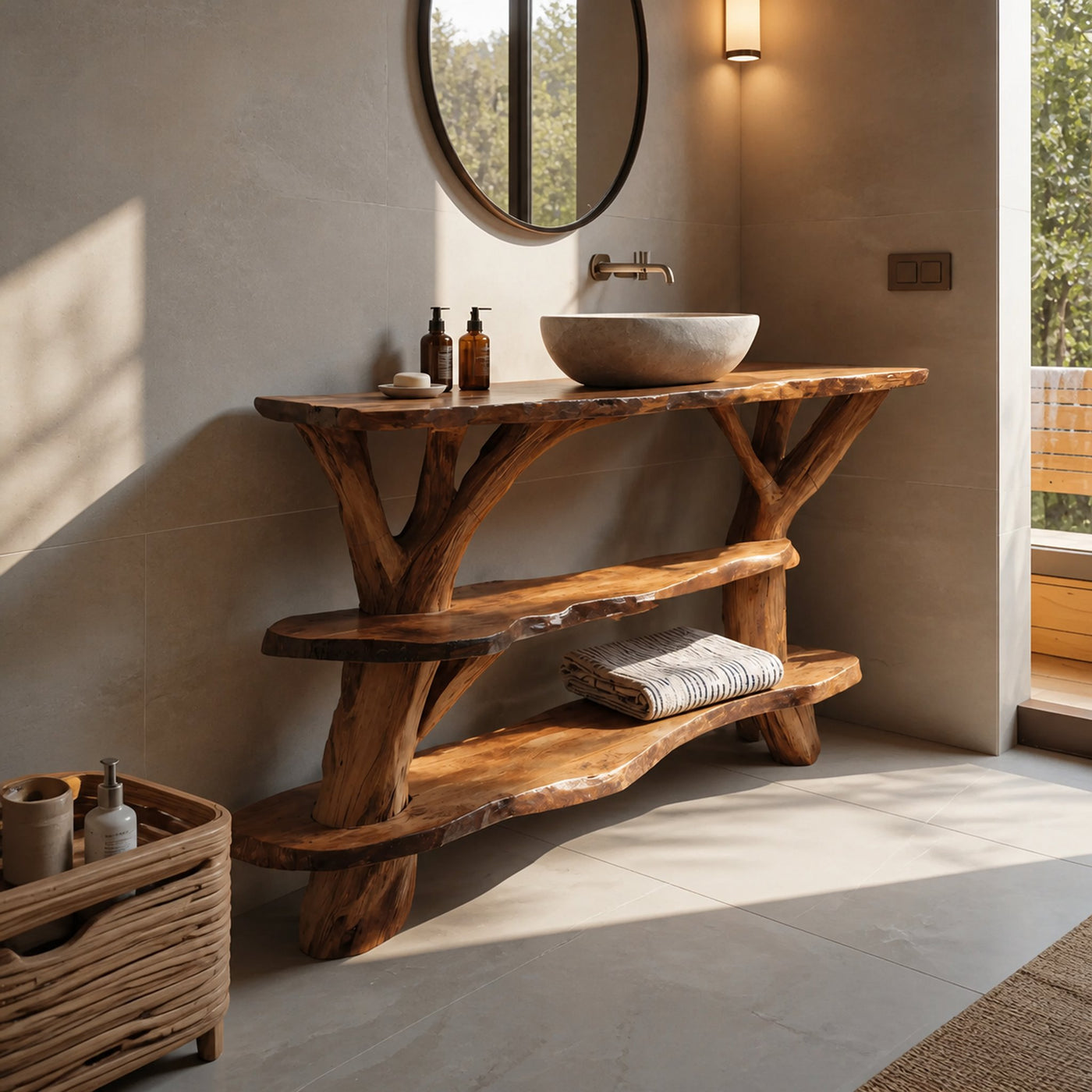 Modern Handcrafted Live Edge Bathroom Vanity For Elegant Bathroom Decor - product view 2