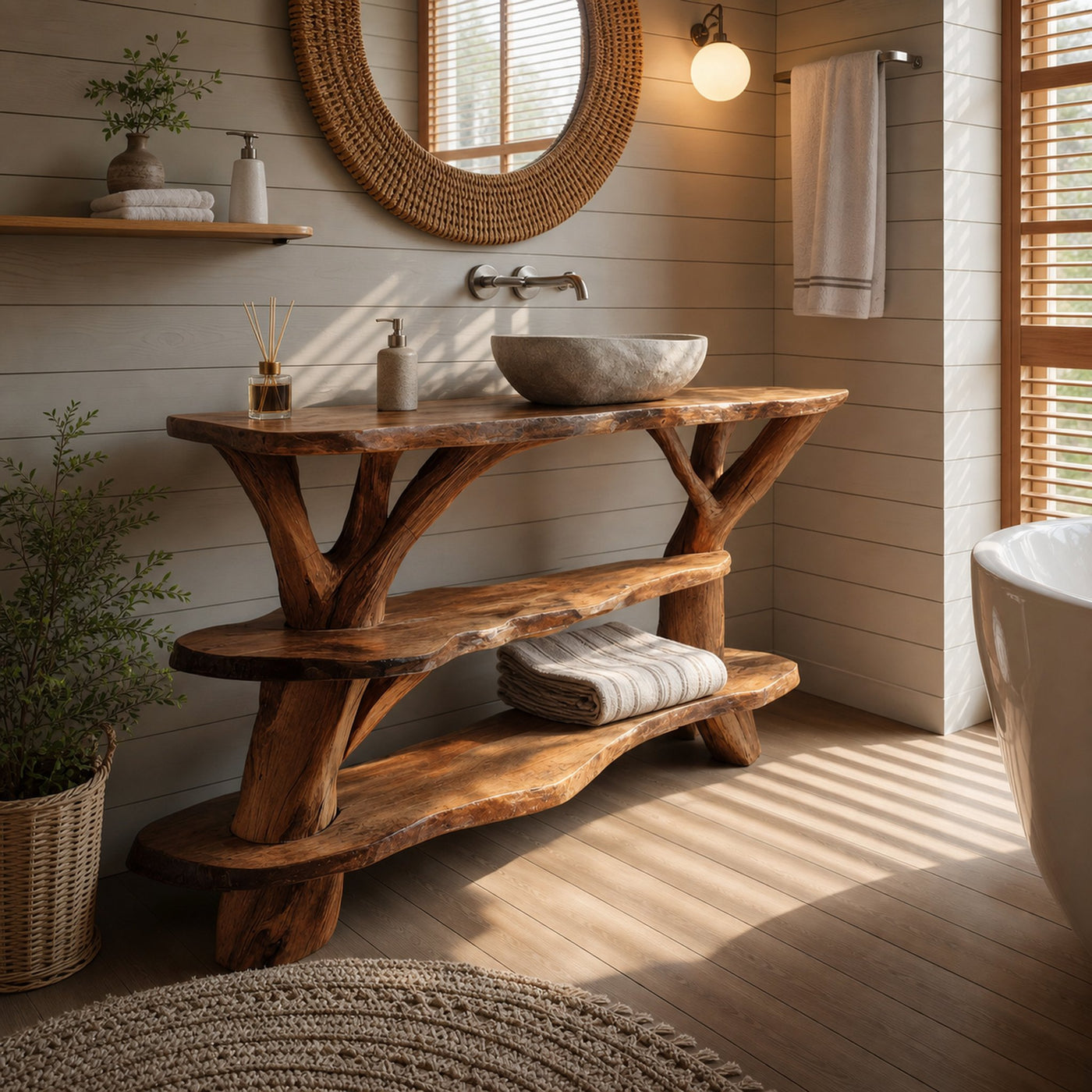 Modern Handcrafted Live Edge Bathroom Vanity For Elegant Bathroom Decor - product view 3