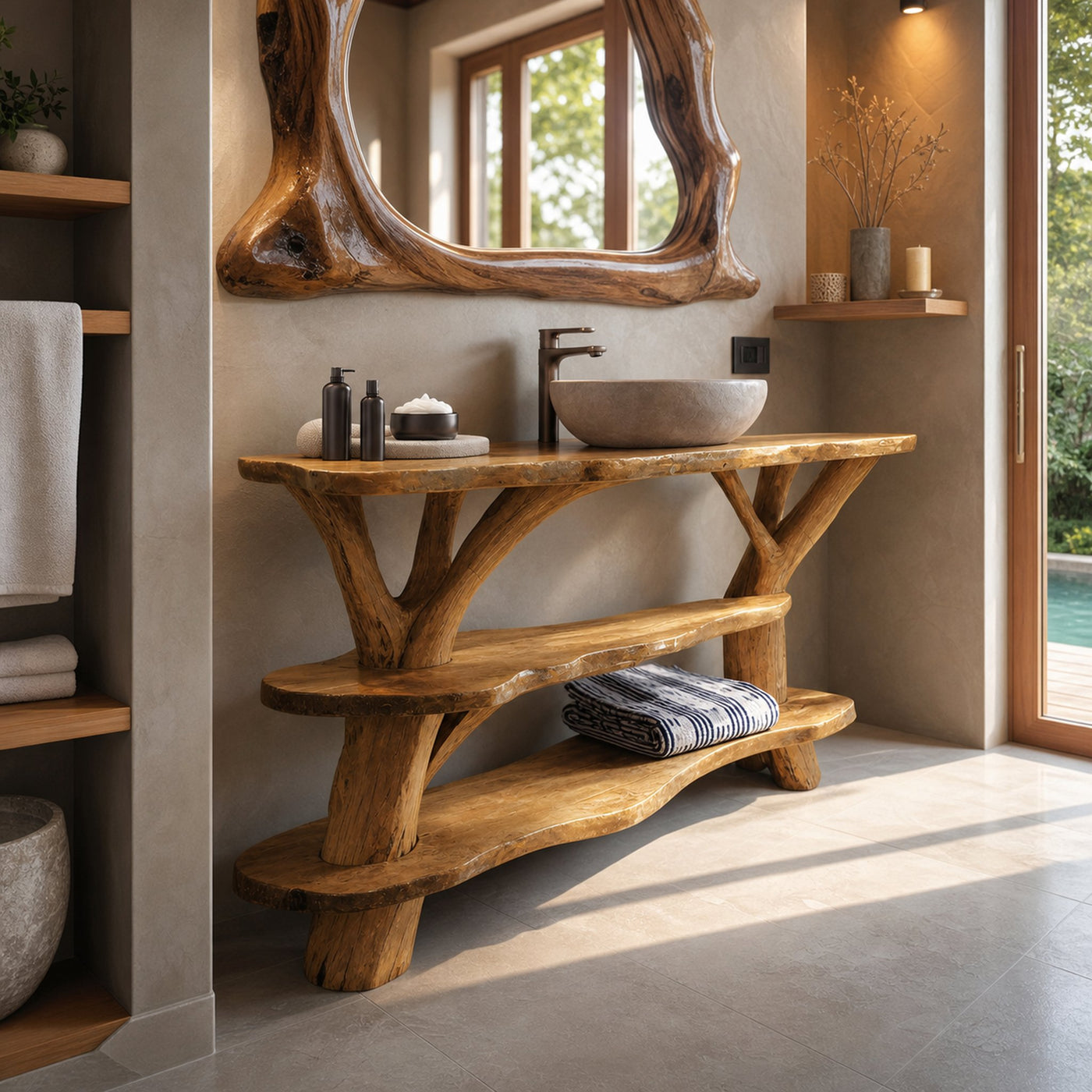 Modern Handcrafted Live Edge Bathroom Vanity For Elegant Bathroom Decor - product view 5