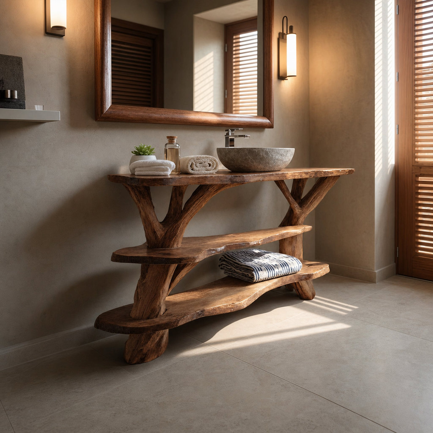 Modern Handcrafted Live Edge Bathroom Vanity For Elegant Bathroom Decor - product view 6