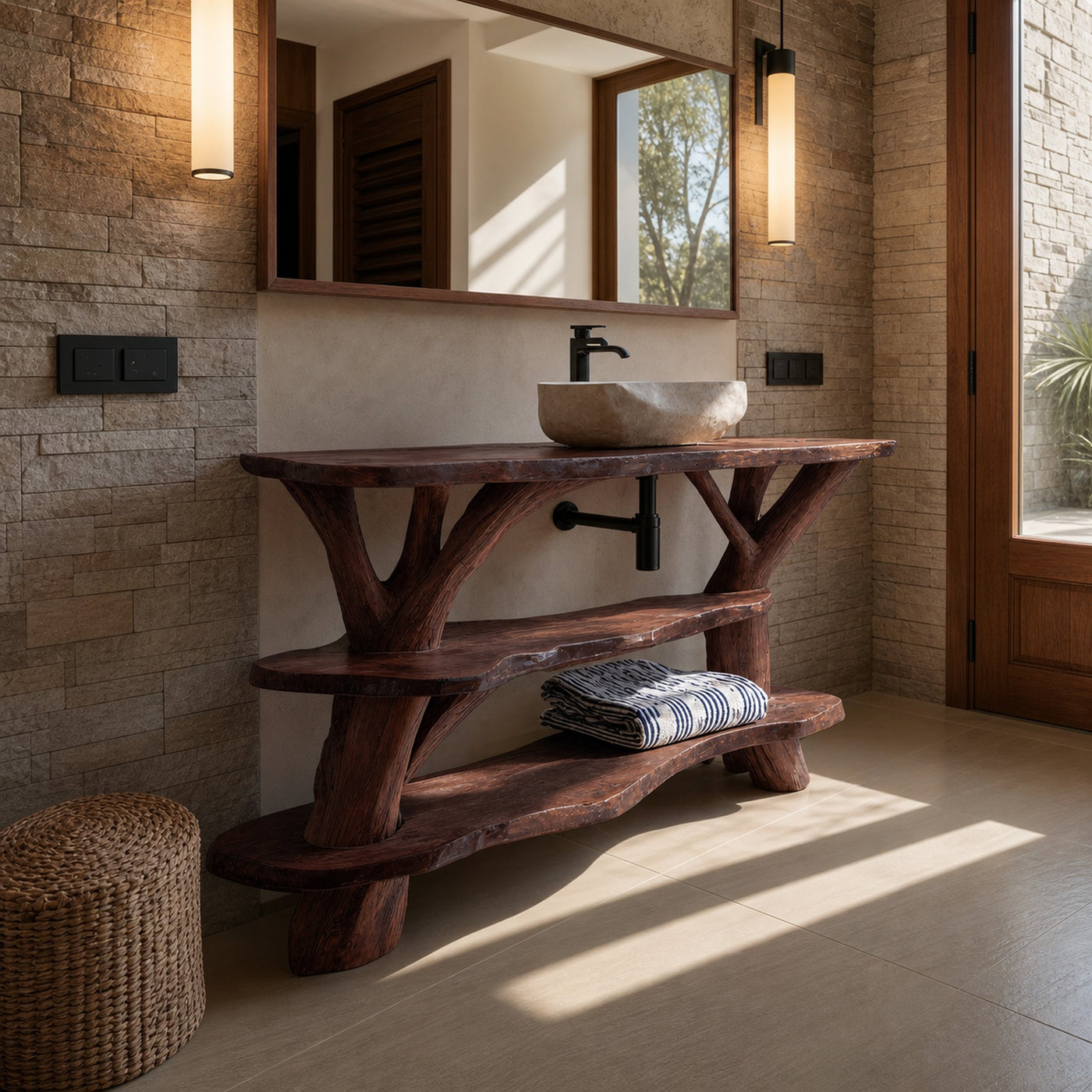 Modern Handcrafted Live Edge Bathroom Vanity For Elegant Bathroom Decor - product view 7