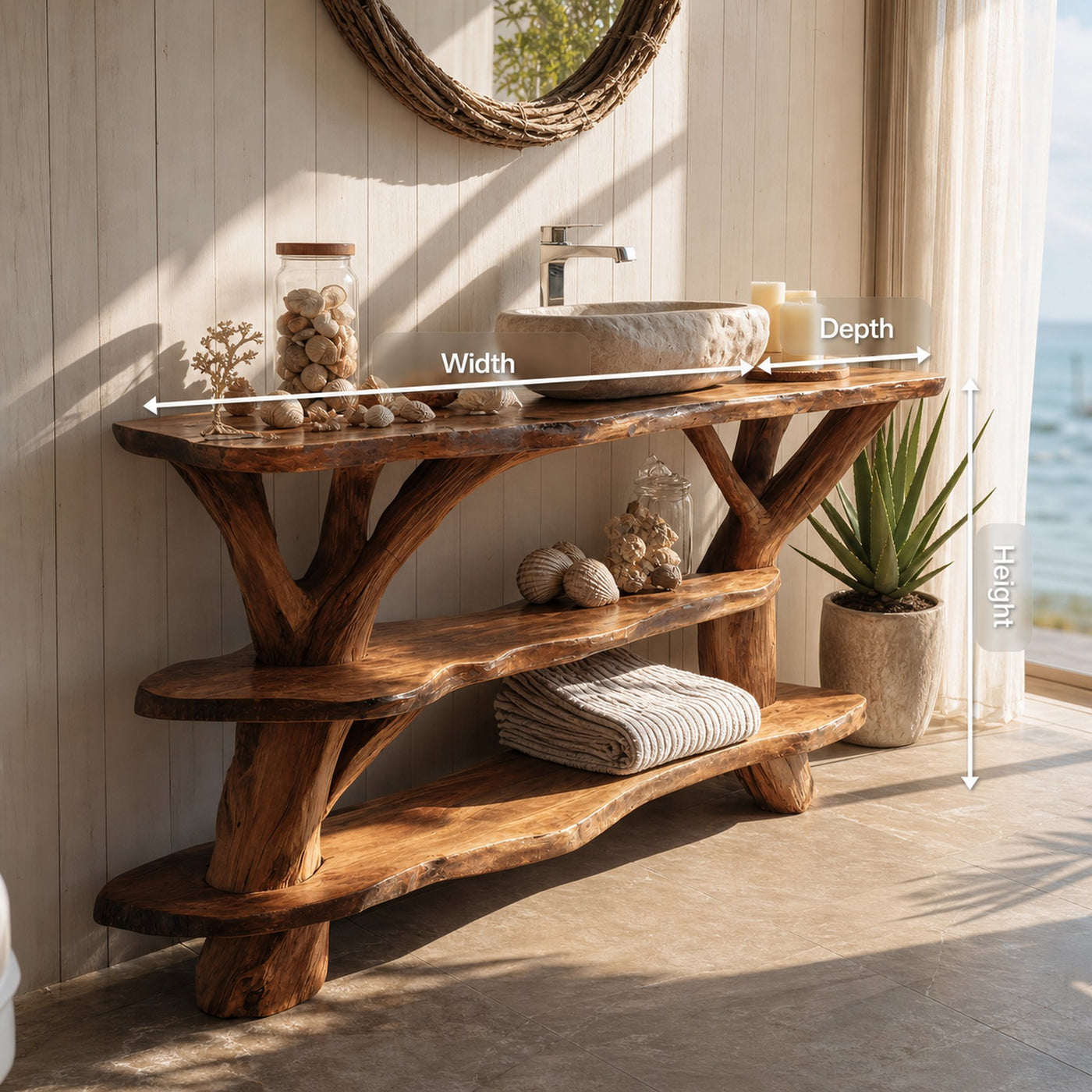 Modern Handcrafted Live Edge Bathroom Vanity For Elegant Bathroom Decor - product view 8
