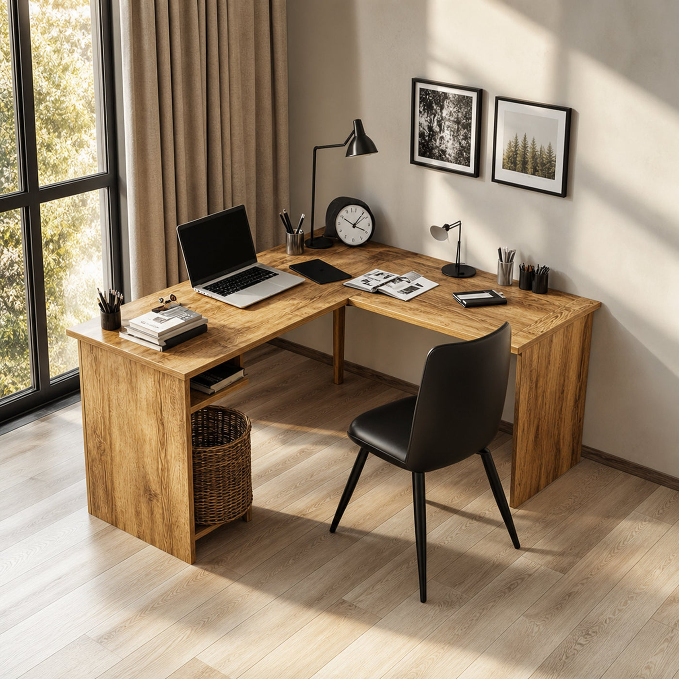 Modern L Shape Desk For Home Office And Study Room