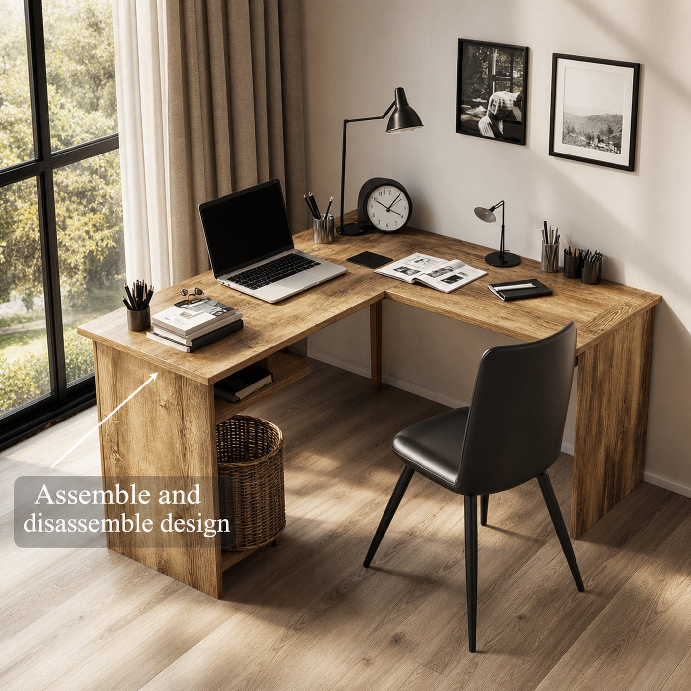 Modern L Shape Desk For Home Office And Study Room - product view 3