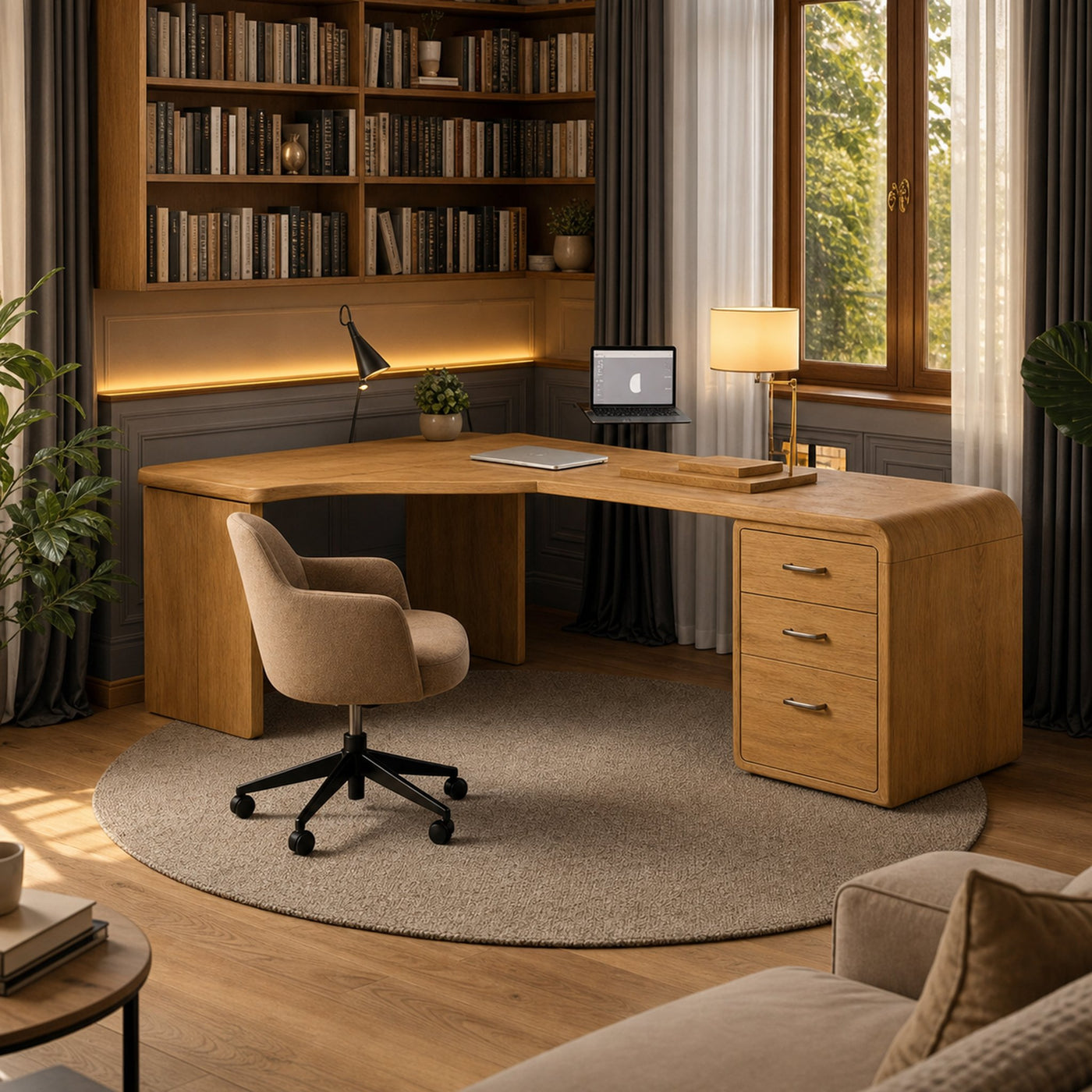 Modern L Shape Wooden Desk Home Office Corner Workstation Study Table