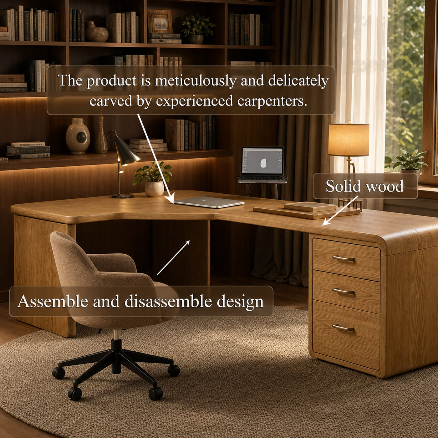 Modern L Shape Wooden Desk Home Office Corner Workstation Study Table - product view 3