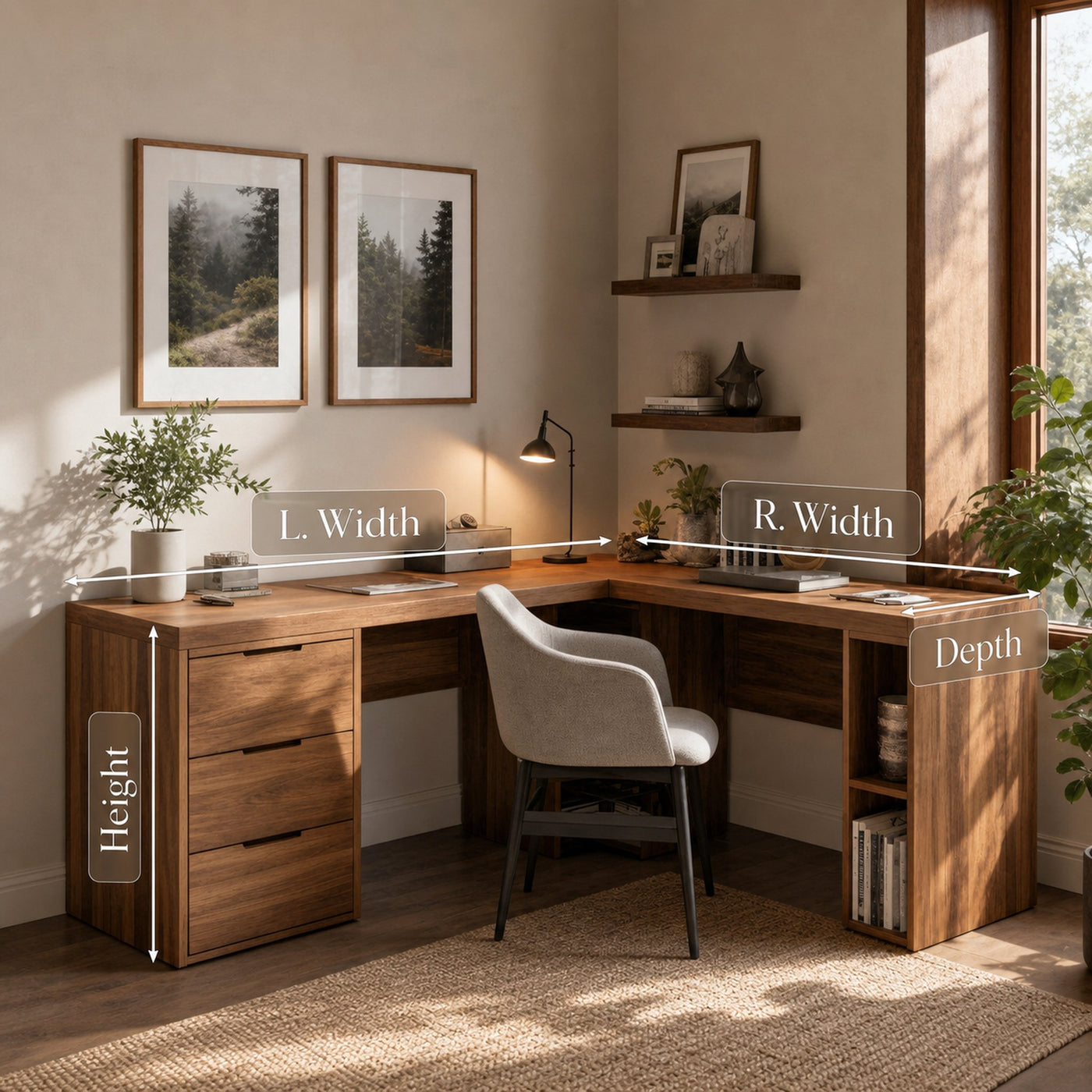 Modern L Shaped Desk With Drawers And Shelves For Study - product view 6