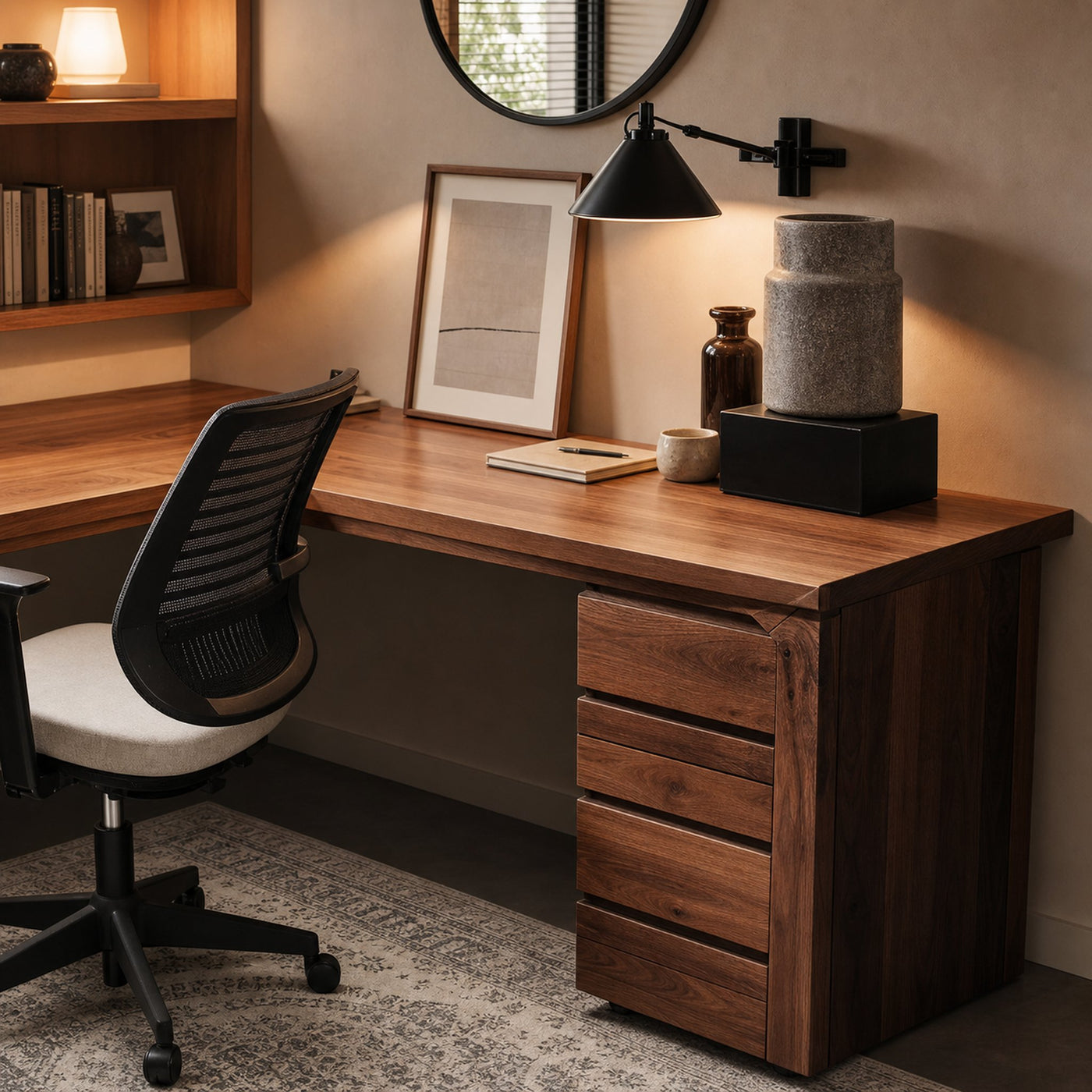 Modern L Shaped Desk with Drawers For Home Office - product view 3