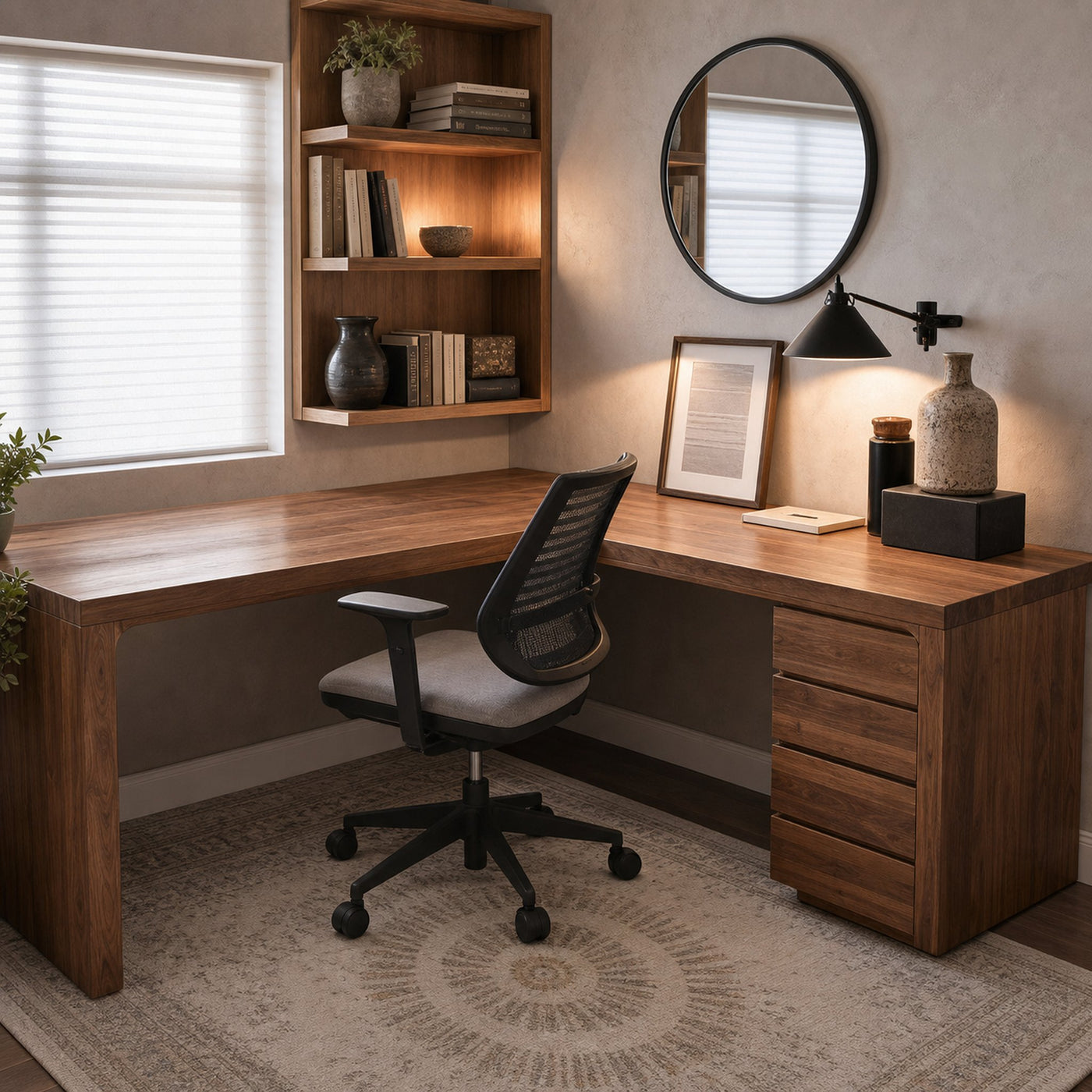Modern L Shaped Desk with Drawers For Home Office - product view 4