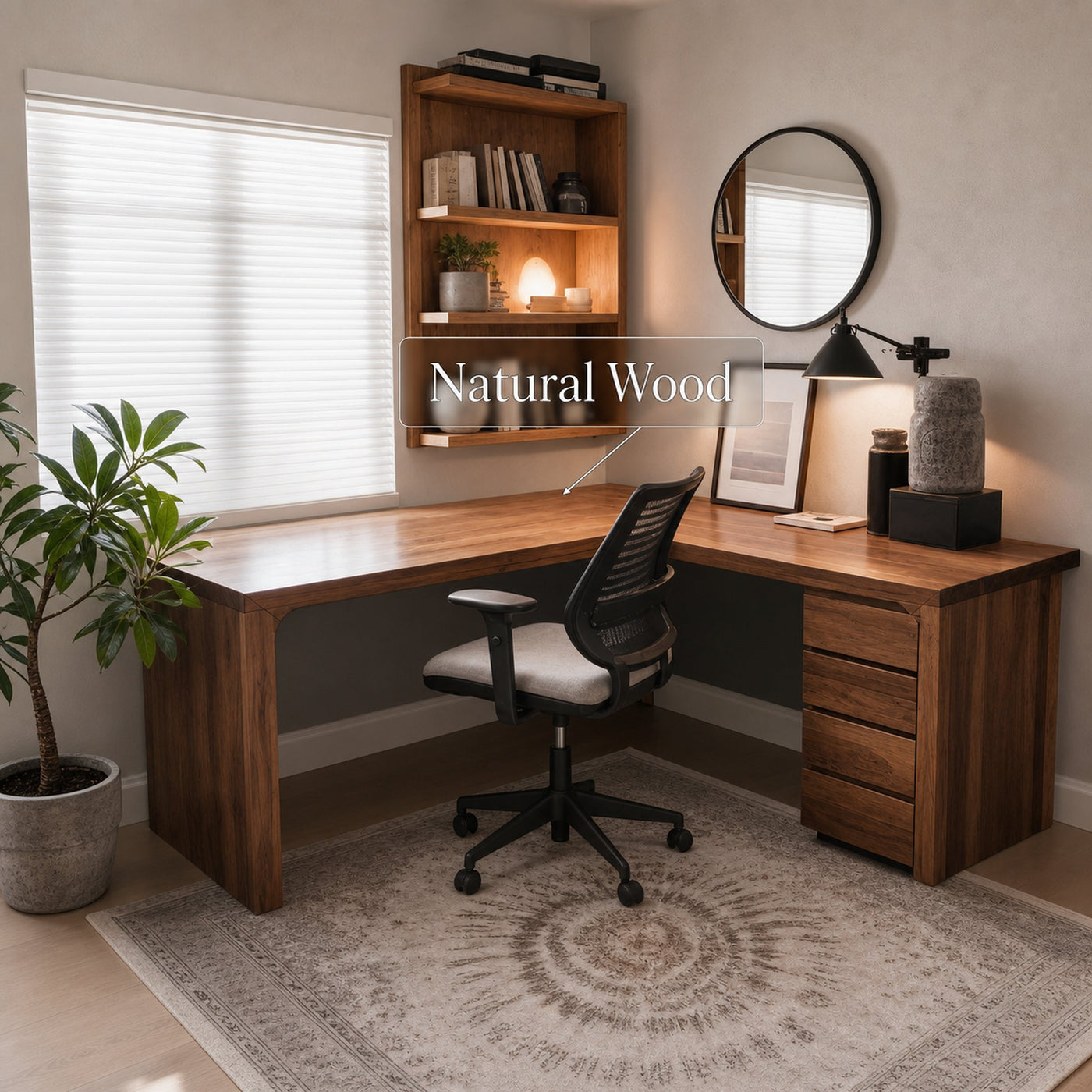 Modern L Shaped Desk with Drawers For Home Office - product view 5
