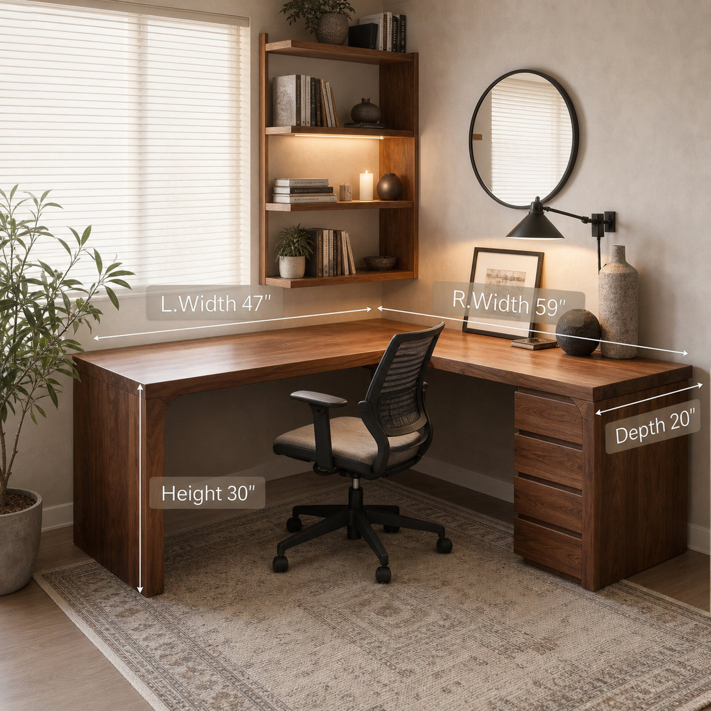 Modern L Shaped Desk with Drawers For Home Office - product view 6
