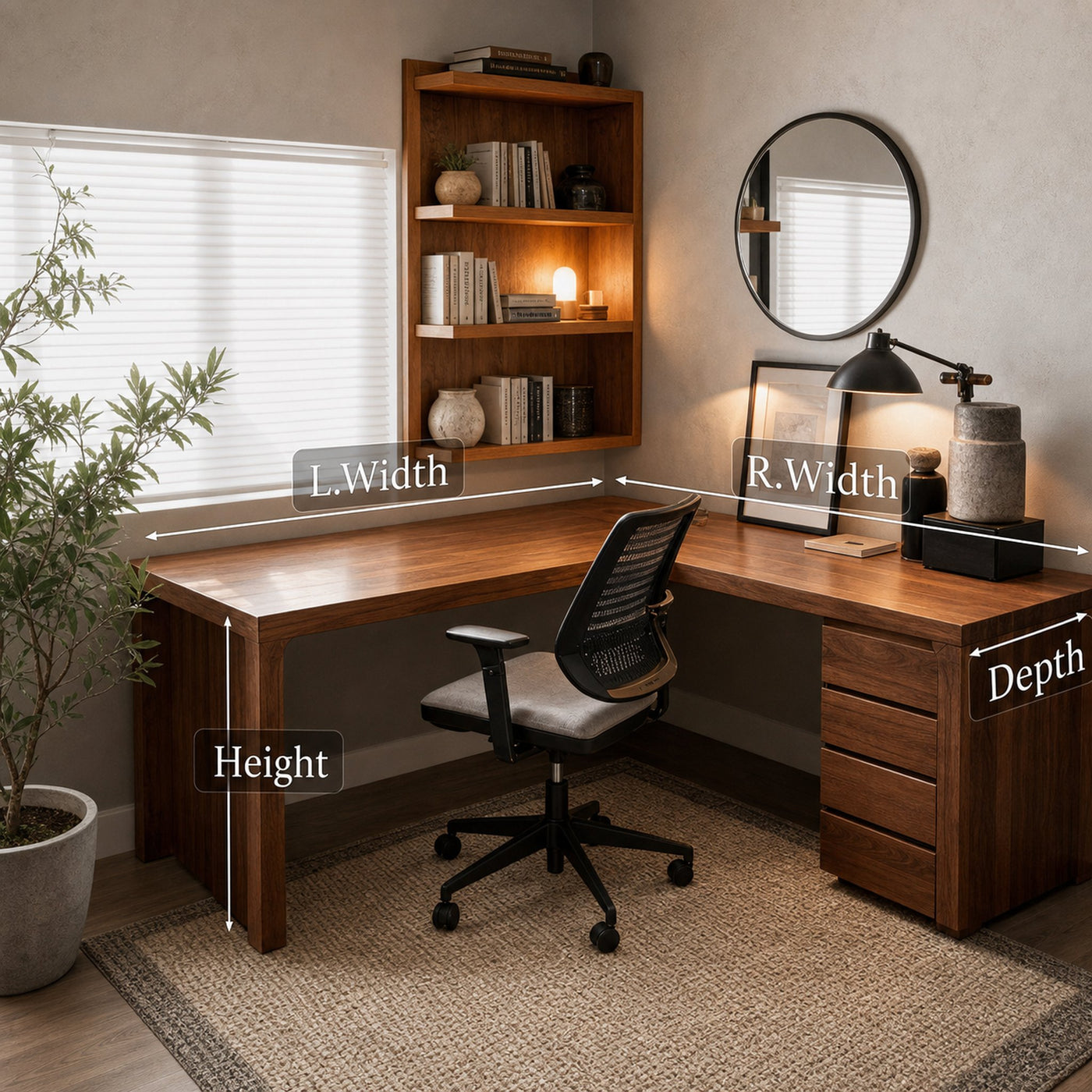 Modern L Shaped Desk with Drawers For Home Office - product view 7