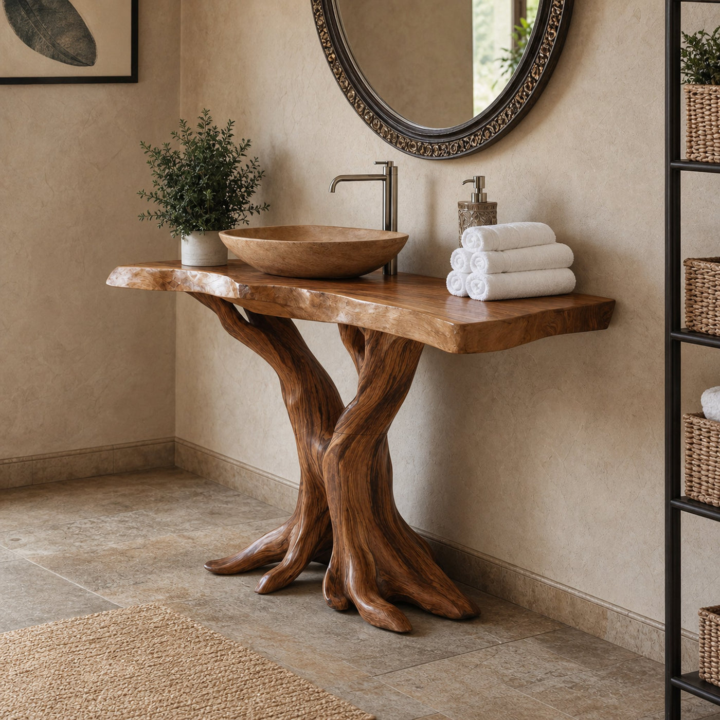 Modern Live Edge Bathroom Vanity Handmade Wood For Bathroom Decor