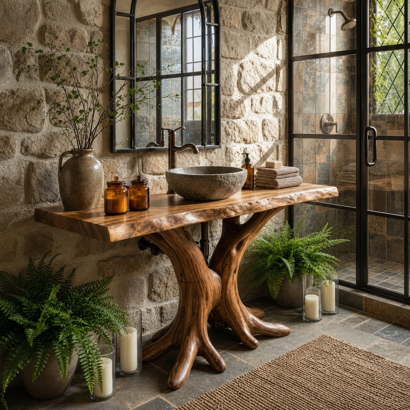 Modern Live Edge Bathroom Vanity Handmade Wood For Bathroom Decor - product view 2