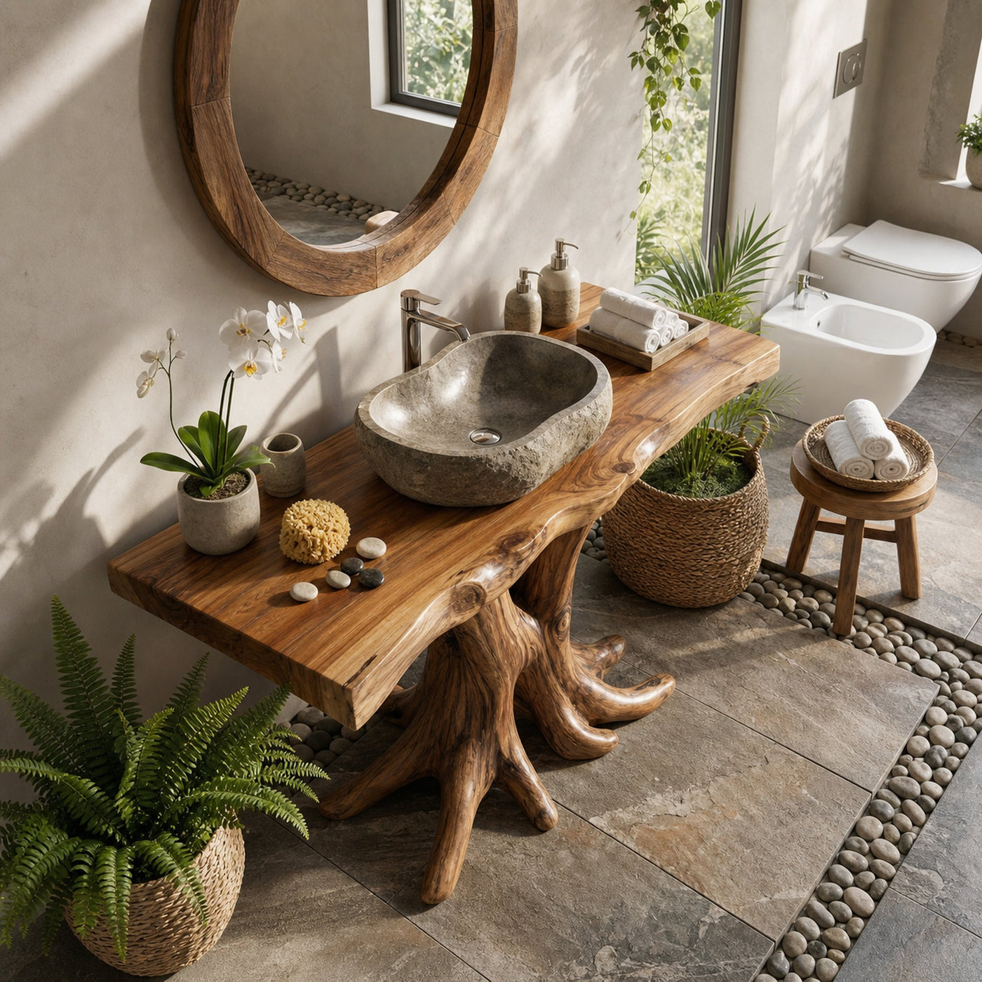 Modern Live Edge Bathroom Vanity Handmade Wood For Bathroom Decor - product view 3