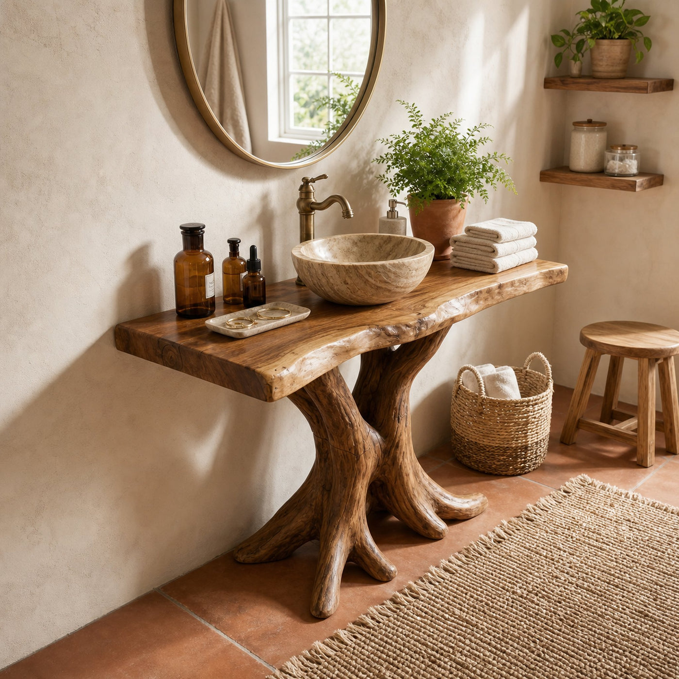 Modern Live Edge Bathroom Vanity Handmade Wood For Bathroom Decor - product view 4