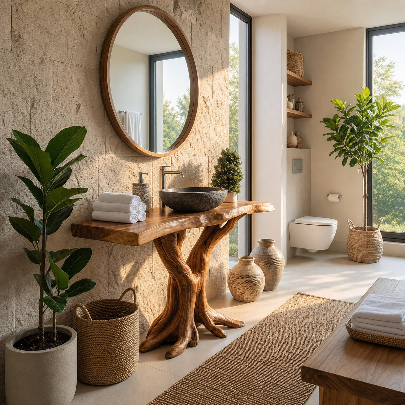 Modern Live Edge Bathroom Vanity Handmade Wood For Bathroom Decor - product view 5