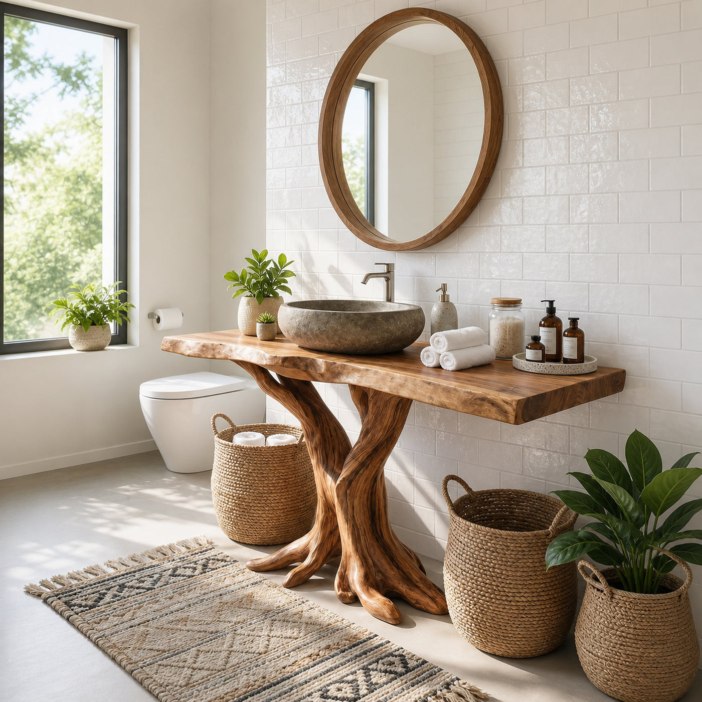 Modern Live Edge Bathroom Vanity Handmade Wood For Bathroom Decor - product view 6