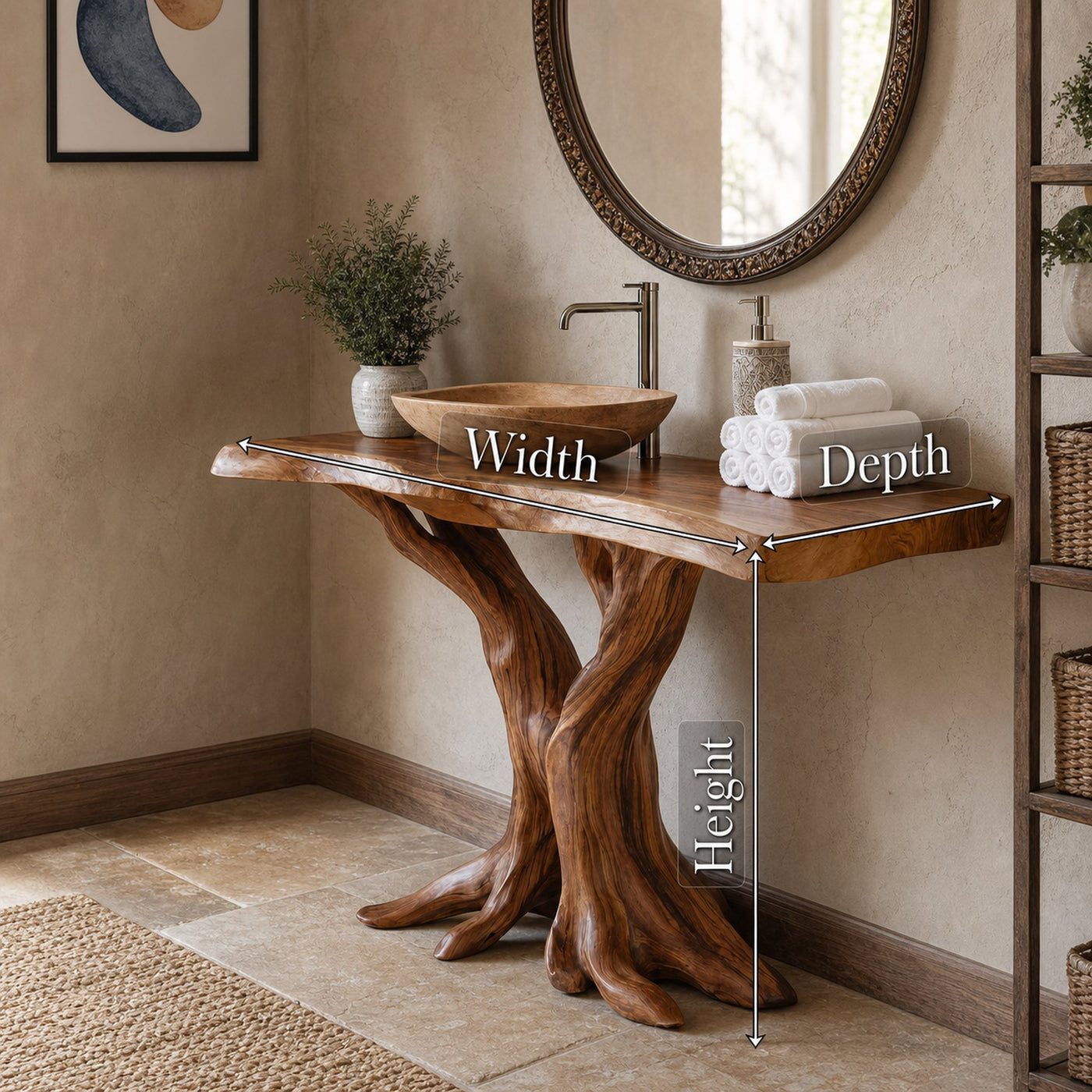 Modern Live Edge Bathroom Vanity Handmade Wood For Bathroom Decor - product view 8