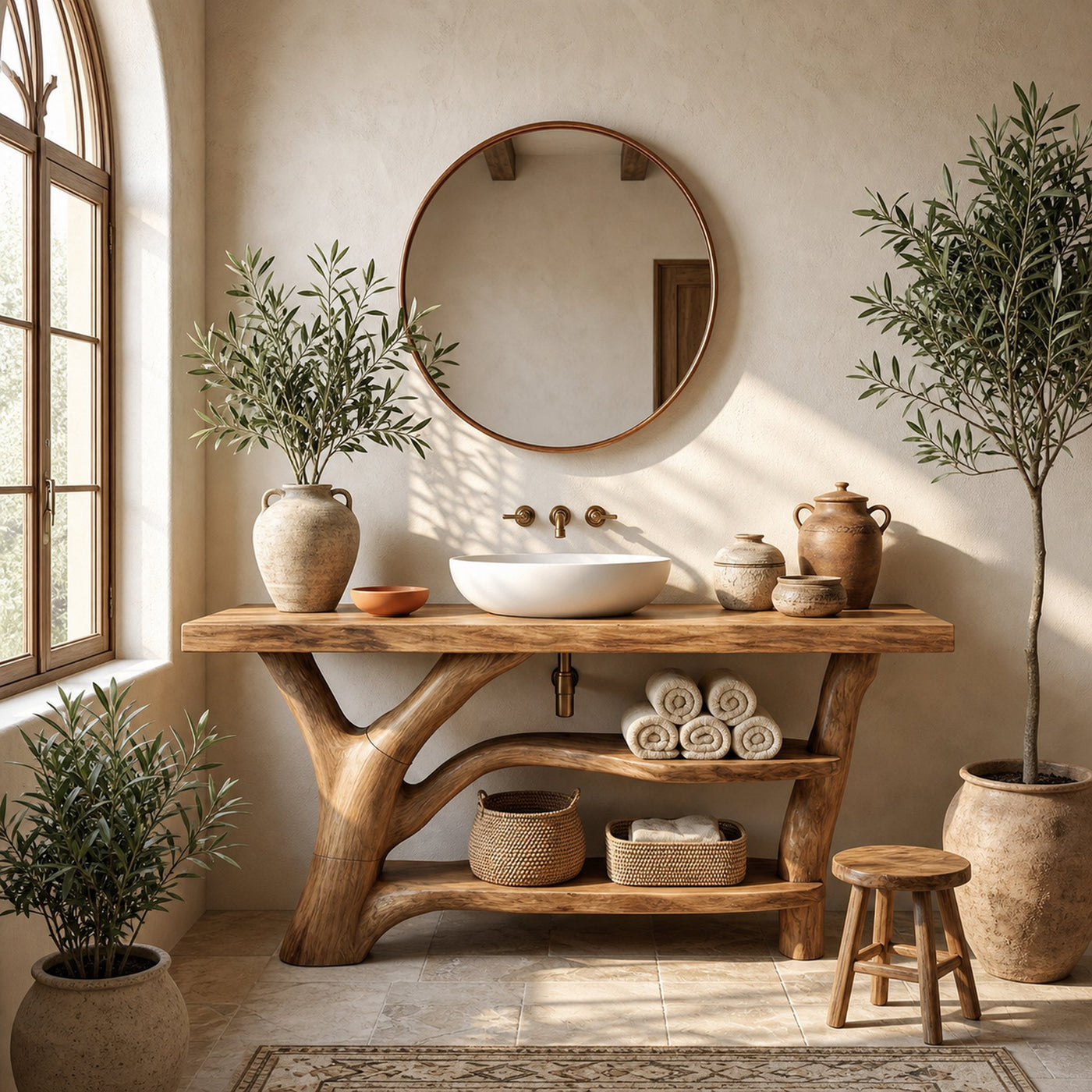 Modern Live Edge Bathroom Vanity Natural Solid Wood For Home Bath - product view 7