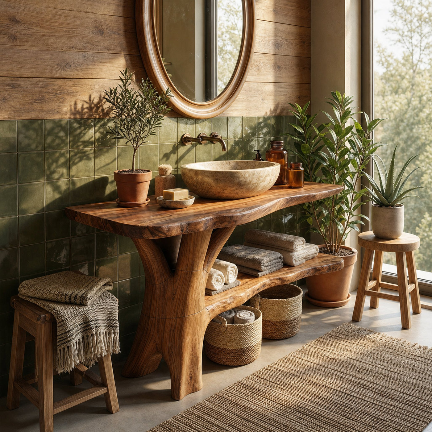 Modern Live Edge Bathroom Vanity Organic Solid Wood For Luxury Bathroom - product view 2