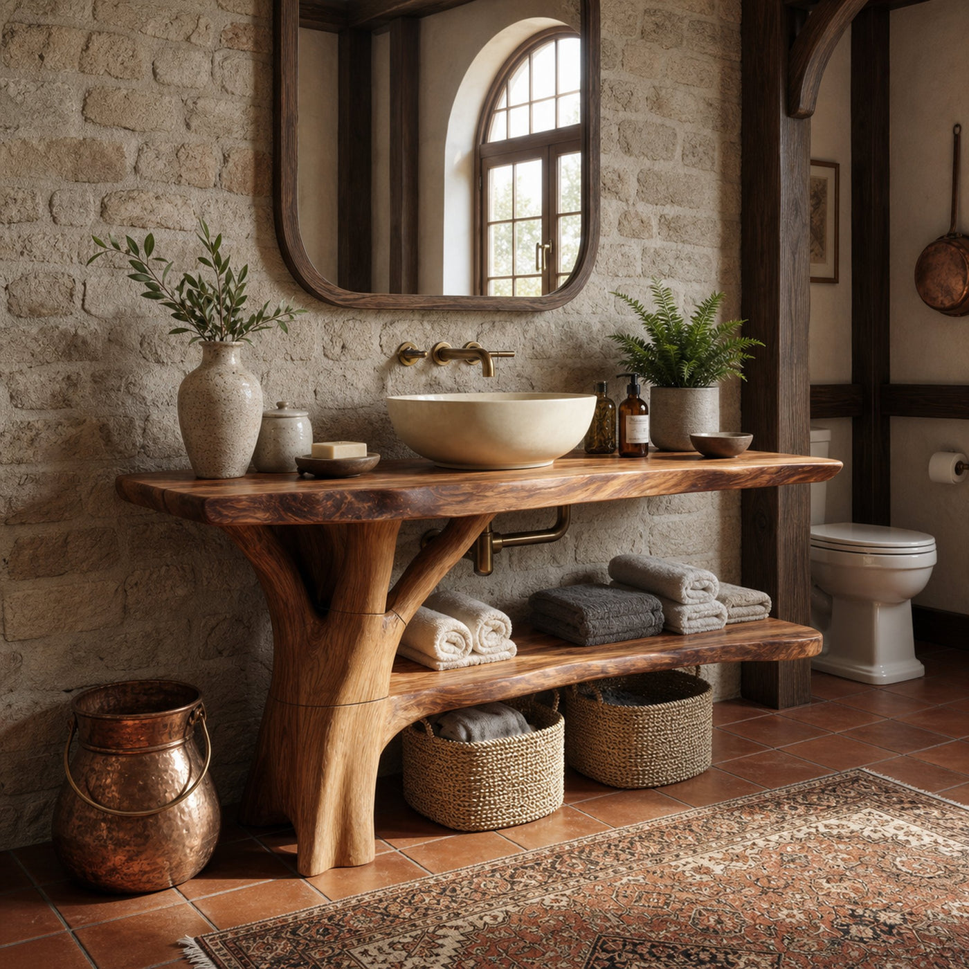 Modern Live Edge Bathroom Vanity Organic Solid Wood For Luxury Bathroom - product view 3