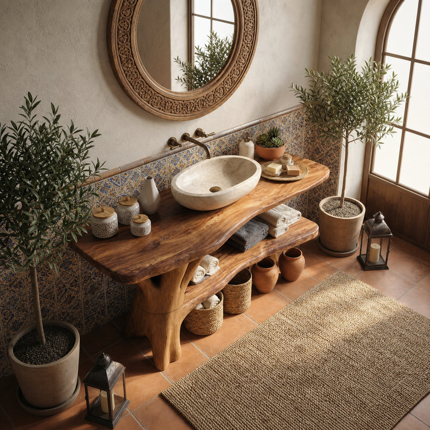 Modern Live Edge Bathroom Vanity Organic Solid Wood For Luxury Bathroom - product view 4