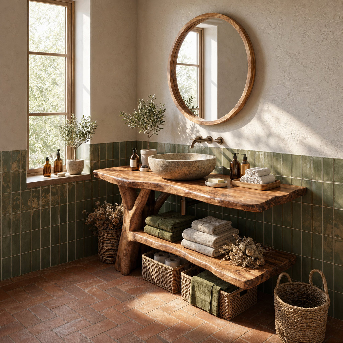 Modern Live Edge Bathroom Vanity Organic Solid Wood For Luxury Bathroom - product view 6