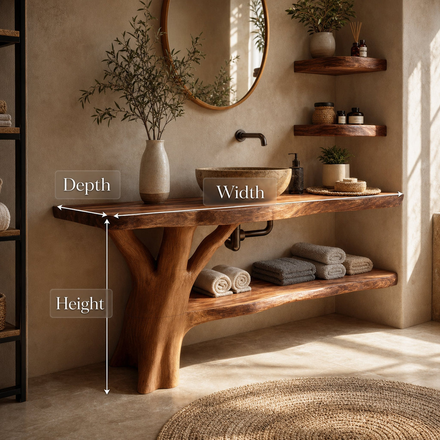 Modern Live Edge Bathroom Vanity Organic Solid Wood For Luxury Bathroom - product view 7