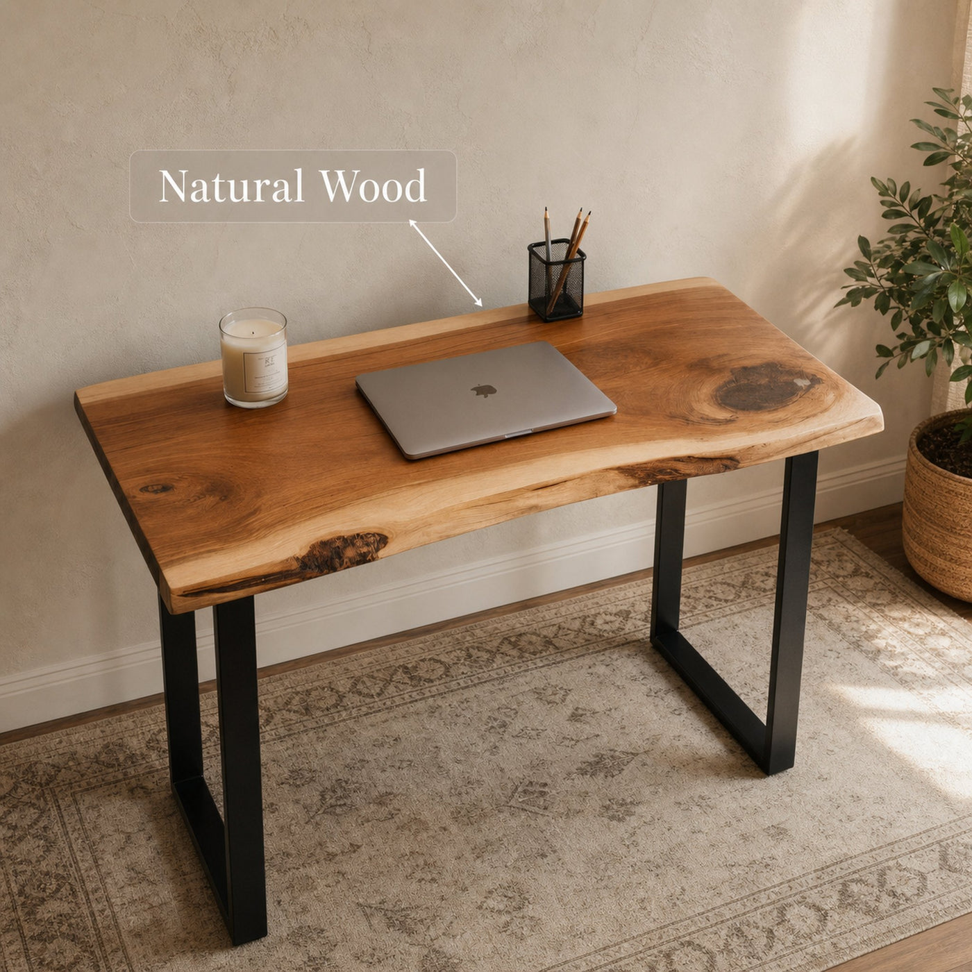 Modern Live Edge Desk For Home Office Or Workspace - product view 5