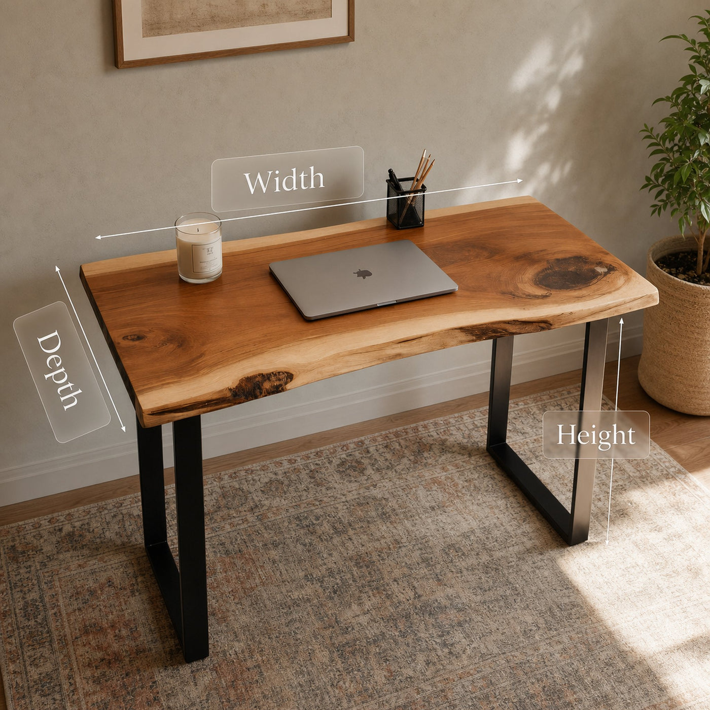 Modern Live Edge Desk For Home Office Or Workspace - product view 6
