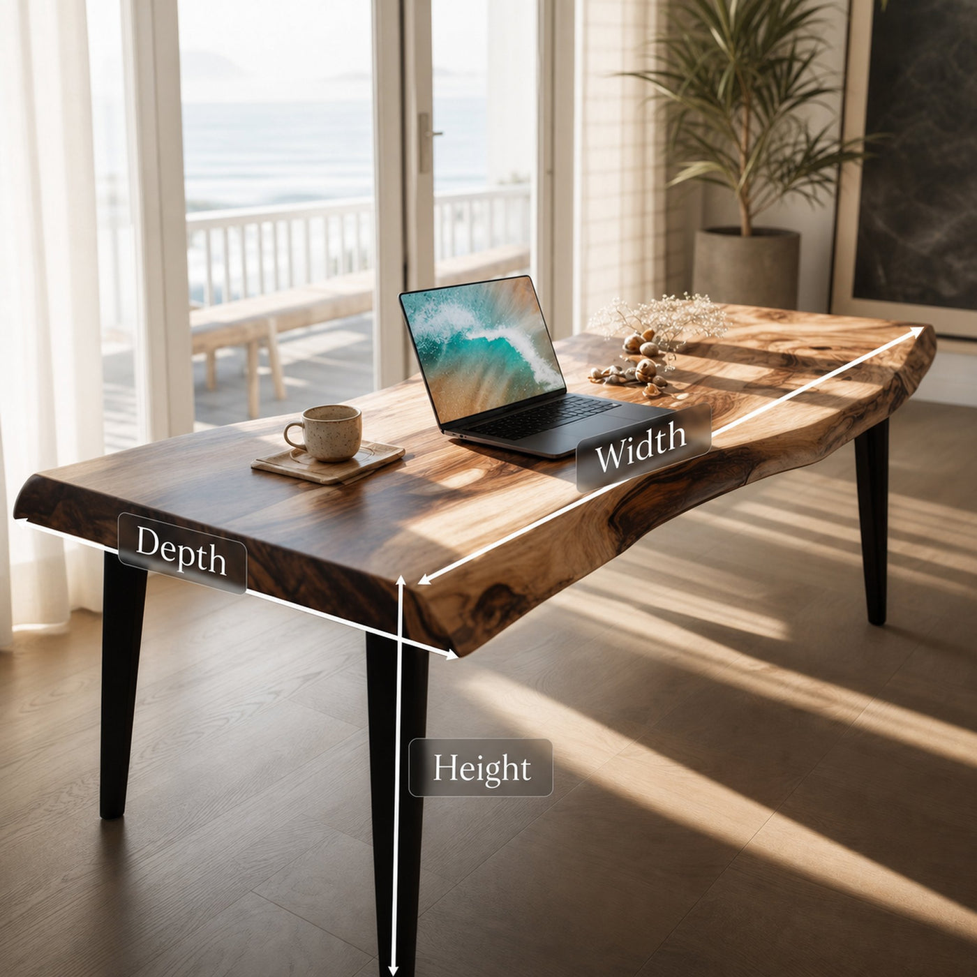 Modern Live Edge Desk For Home Office Placement - product view 4