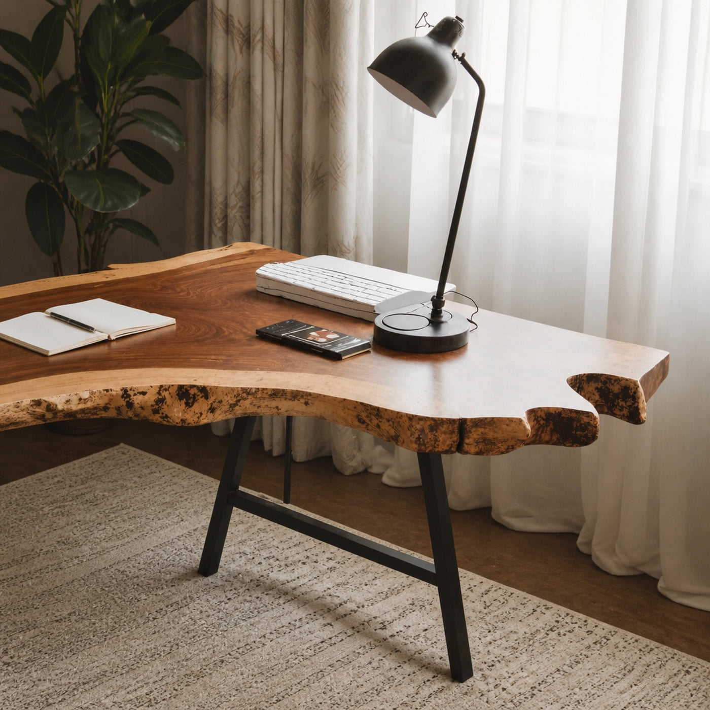 Modern Live Edge Desk For Home Office Workspace - product view 2