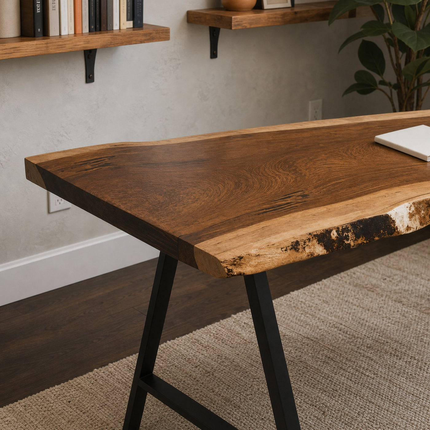 Modern Live Edge Desk For Home Office Workspace - product view 3