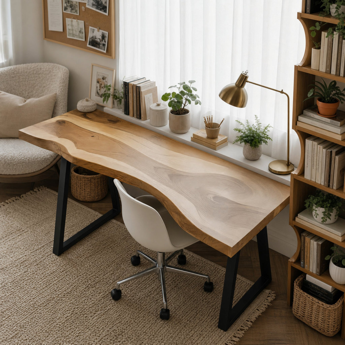 Modern Live Edge Desk For Minimalist Home Office Placement - product view 2