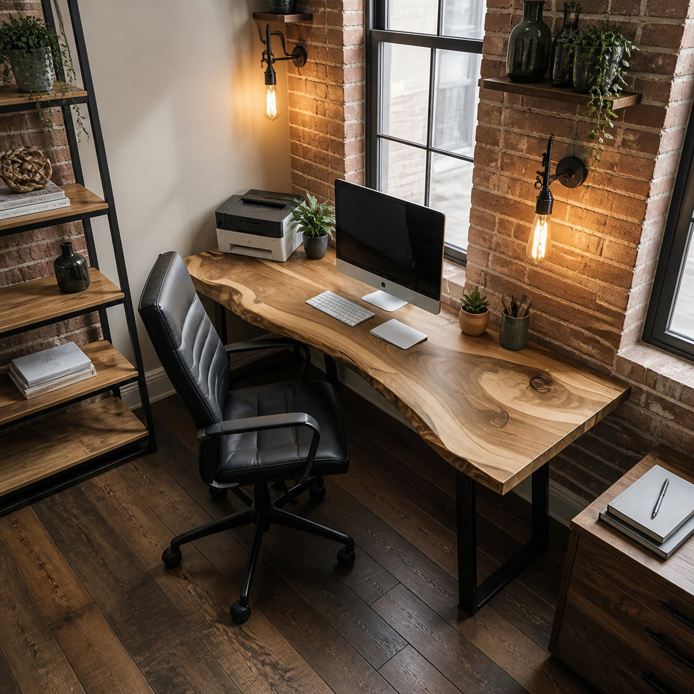 Modern Live Edge Desk For Minimalist Home Office Placement - product view 5