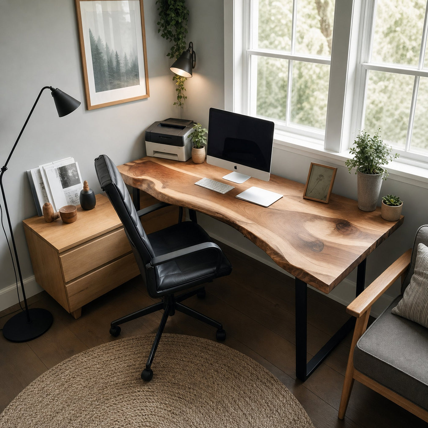 Modern Live Edge Desk For Minimalist Home Office Placement - product view 6