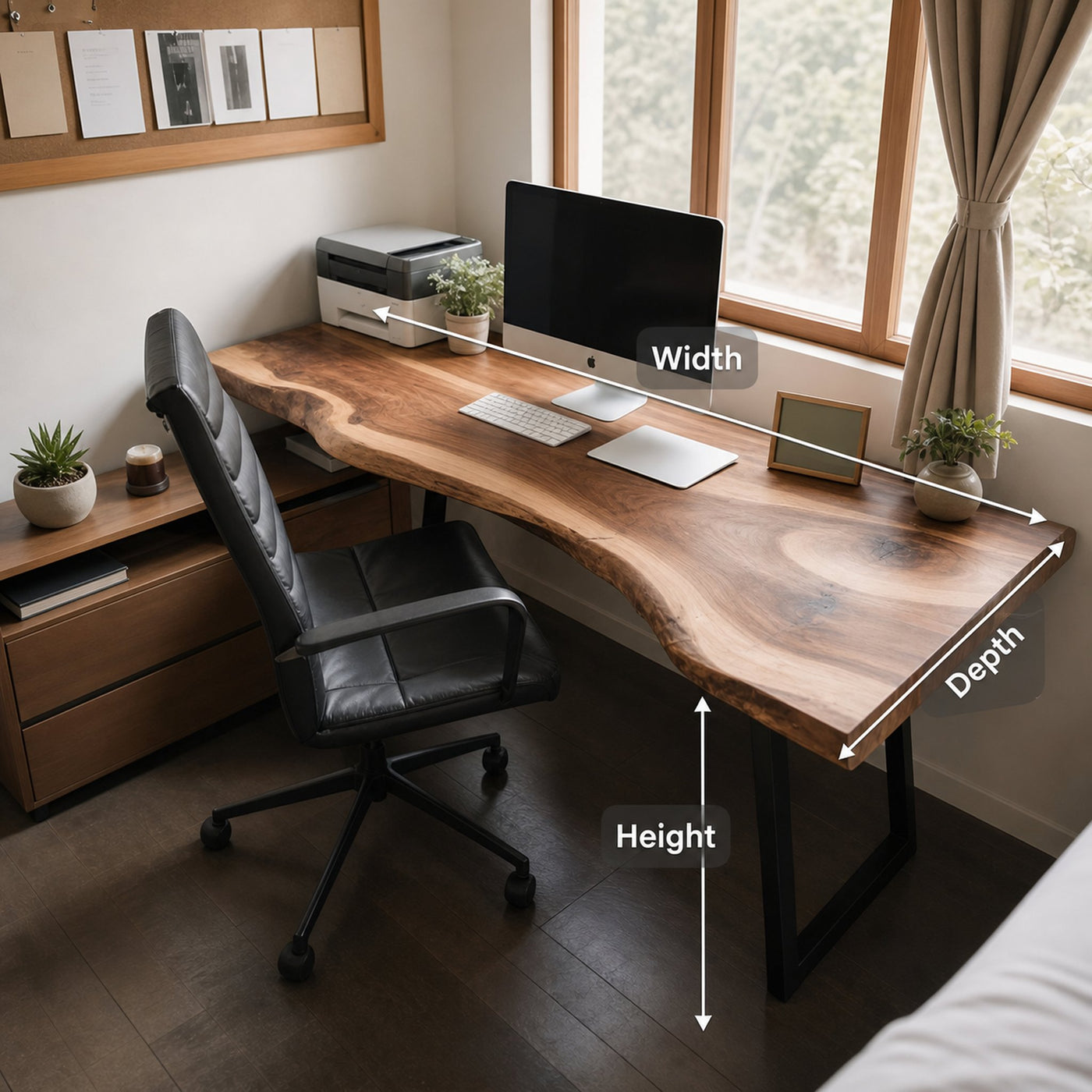 Modern Live Edge Desk For Minimalist Home Office Placement - product view 8