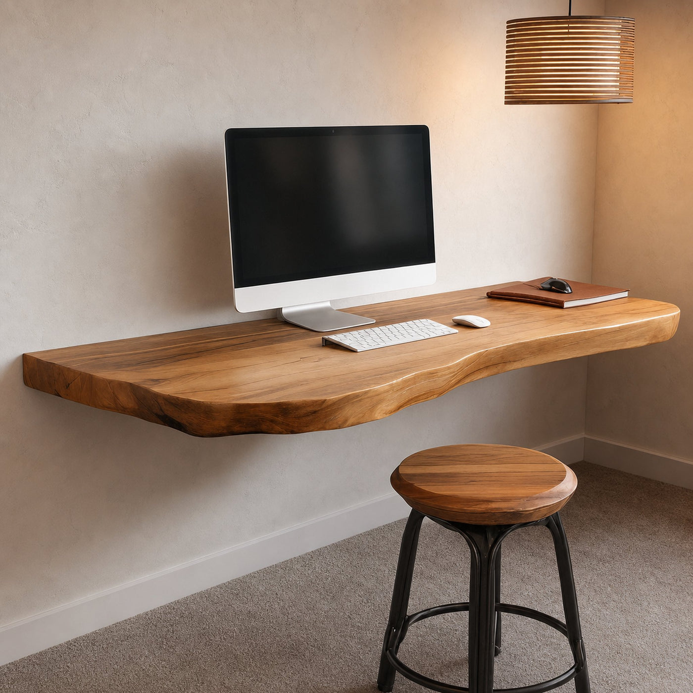 Modern Live Edge Floating Desk For Home Office - product view 2