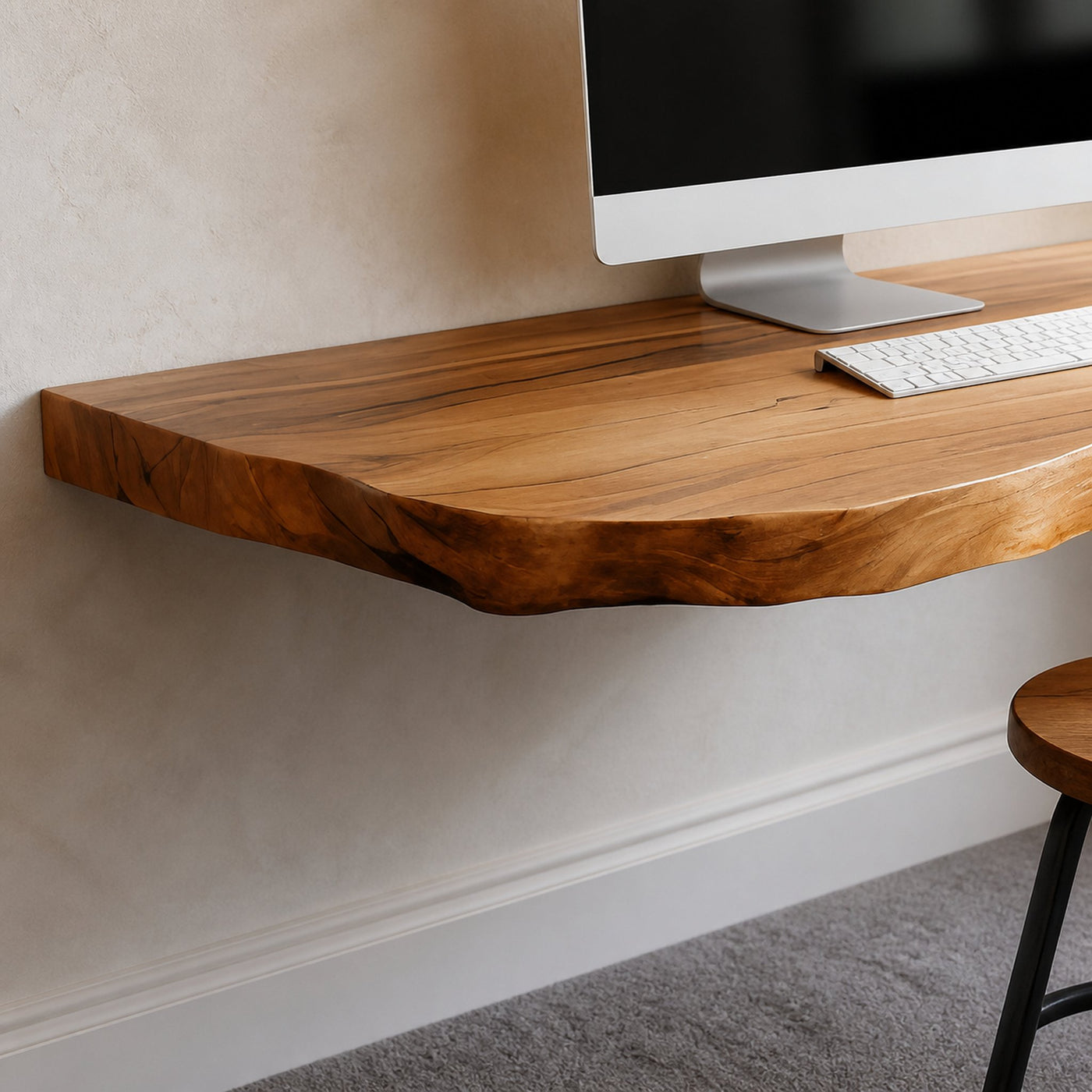 Modern Live Edge Floating Desk For Home Office - product view 3