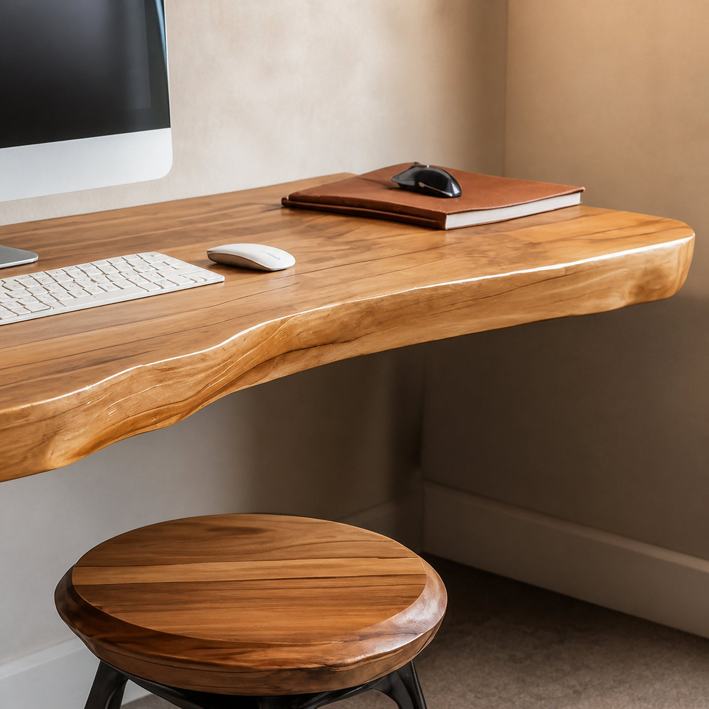 Modern Live Edge Floating Desk For Home Office - product view 4