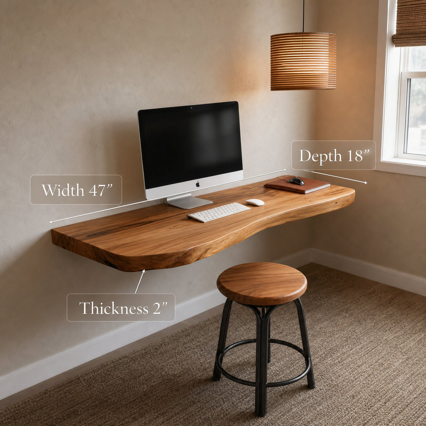 Modern Live Edge Floating Desk For Home Office - product view 7