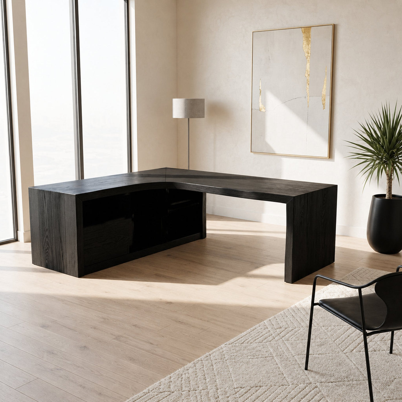 Modern Live Edge L Shaped Desk For Home Office - product view 2