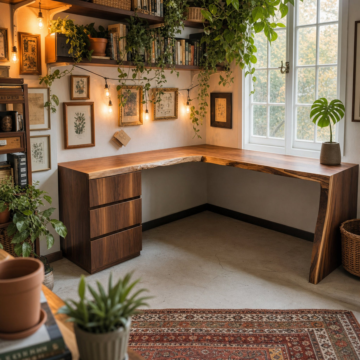 Modern Live Edge L Shaped Desk For Minimalist Home Office - product view 3