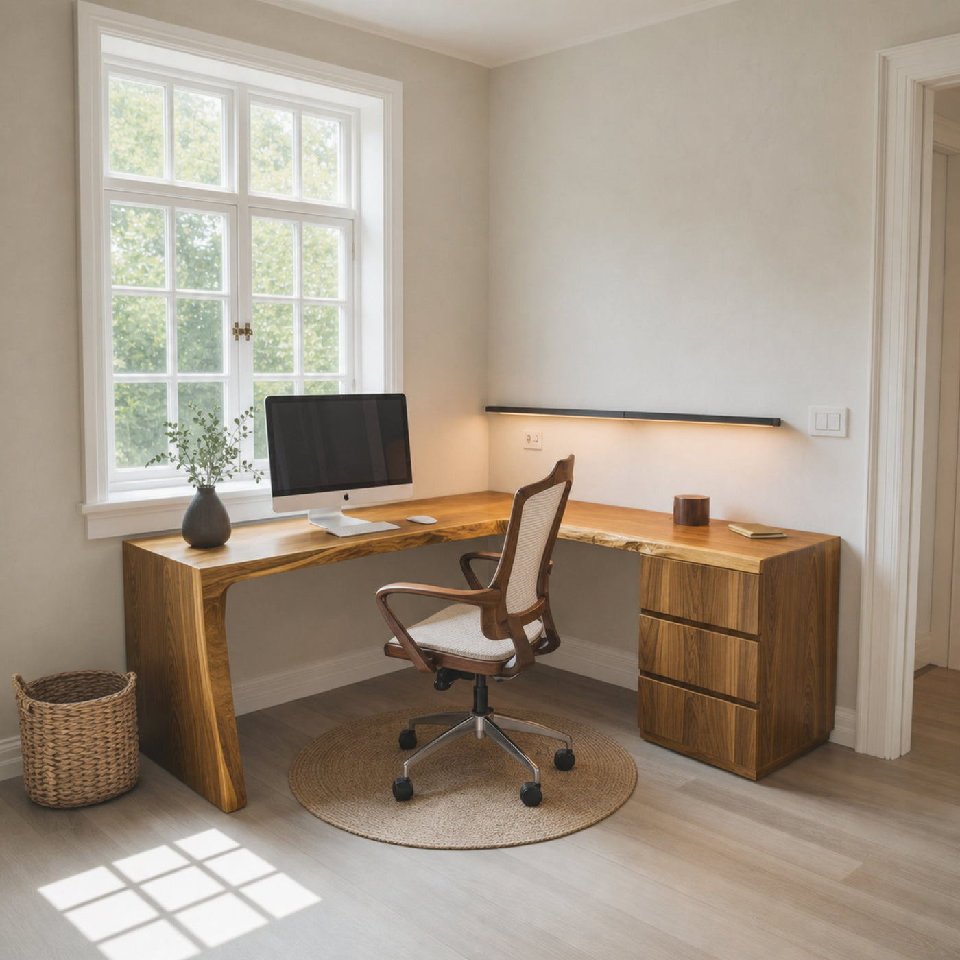 Modern Live Edge L Shaped Desk For Minimalist Home Office - product view 5